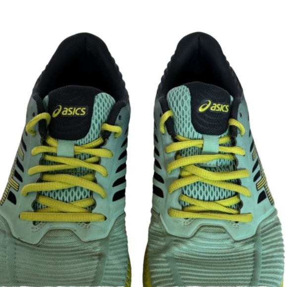Asics FuzeGel T689N Blue Green Lime Running Shoes Lace Up FuzeX Women's 8.5US - Picture 3 of 13
